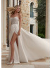 Beaded Ivory Lace Tulle Slit Enchanting Wedding Dress